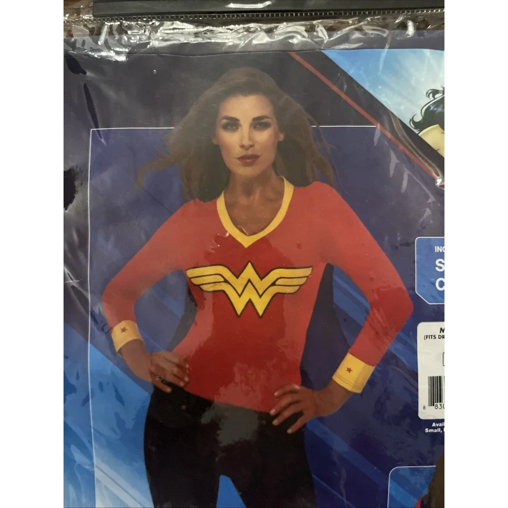 Wonder Woman Halloween Costume Adult Medium 10-14 Rubies shirt cape